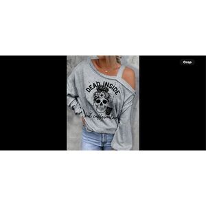 Cold shoulder cute skeleton, bandanna, dead inside long sleeve top.